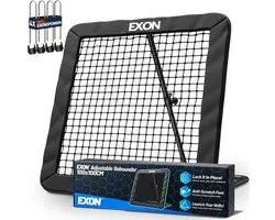 Exon® Verstelbare Rebounder XL- 100x100cm - Kickback - Tchouck - Inclusief Grondankers - Voetbal Bouncer - Voetbal Trainingsmateriaal - Zwart