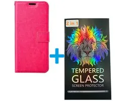 Portemonnee Book Case Hoesje + 2x Screenprotector Glas Geschikt voor: Xiaomi Redmi Note 12 Pro / Poco X5 Pro - Roze