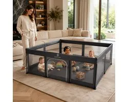 Luxviro Grondbox 120 x 180 cm - Inklapbare Speelbox Baby - Rechthoekig - Donkergrijs