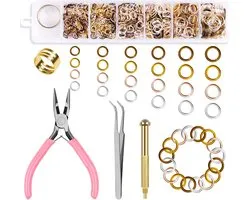 Kalolary 1014 Piece Piercing Dangle Nail Art Charms 6 Sizes Rings Pendants Nail Art Tools Hand Drill with Point Pliers - ShopVlot