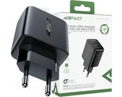 Acefast - chargeur mural - 2x USB 18W QC 3.0, AFC, FCP noir - (A33 - noir)