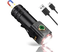 Super Bright LED Torch - Portable Mini LED Flashlight met USB Oplaadbaar - 5 Verlichtingsmodi - Kleine Zaklamp voor Kamperen en Noodgevallen - Zwart