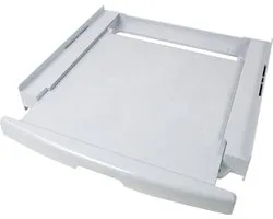 Pièce intermédiaire en plastique Scanpart pour lave-linge et sèche-linge avec plan de travail avec sangle de tension - Convient pour AEG Bosch LG Miele Samsung Siemens Zanussi Whirlpool - Kit de superposition - Universel