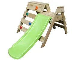 Paradiso wooden playground with climbing wall