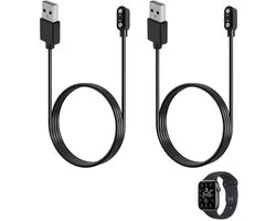 2 stuks USB A smartwatch-oplaadkabel, magnetisch, 2-polige oplader 2,84 cm voor SKG, Letsfit, Cubitt, Yamay, Willful, Fitpolo, Tozo, Wyze, Umidigi, Blackview, 60 cm, accessoires voor Umidigi Uwatch 3S