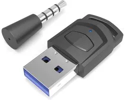 Provium Bluetooth 5.0 audio adapter transmitter - draadloze headset 3.5mm aux verbinding - voor o.a. laptop - PS4 en headset - zwart