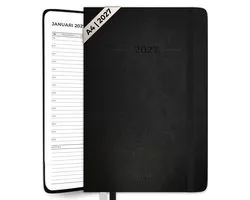 Systemyze Agenda 2027 A4 Softcover - Weekplanner - Maandplanner - Planner - Jaarplanner 2027 - Incl. Tijdsindeling - Zwart