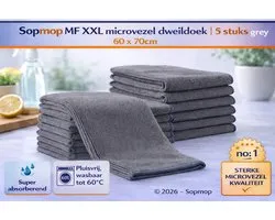 Chiffon de Nettoyage Microfibre Sopmop MF XXL Gre 5 pièces - Qualité Professionnelle Lourde - 60 x 70 cm