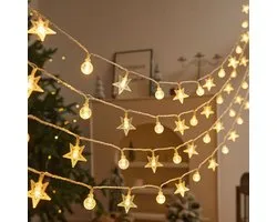 Led-verlichting lichtslinger volle hemel sterrenlicht buiten op de camping sfeerlamp skytent bubble decoratieve lamp - kleine ster + kleine bubbels (warm licht) -3 meter 20 licht USB altijd helder-2 stuks