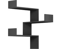 Bibliothèque d'angle Hocuspicus à 3 niveaux pour salon, bureau et plus encore – Étagère d'angle facile à assembler – 60 x 90 x 22 cm – Gris anthracite