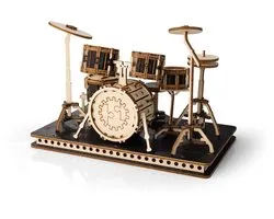 Inspirebox Modelbouwpakket Drumstel - 3D Puzzel Hout - DIY Muziekinstrument Bouwpakket - Knutselen - Hobby en Creatief - Volwassenen en Kinderen