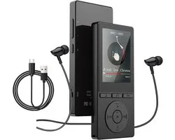 MP3-speler 32 GB – MP3 met Bluetooth 5.3 en luidsprekers – muziekspeler – spraakrecorder – FM-radio – Hi-Fi-geluid – koptelefoon – 2,4-inch kleurenscherm – TF-kaartslot tot 128 GB – zwart.L