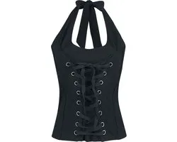 Black Premium by EMP Zwarte haltertop met vetersluiting - Dames - XL