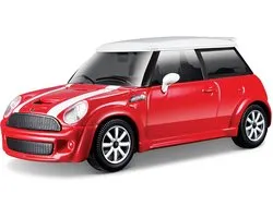 Bburago MINI Cooper S - Modelauto - Schaal 1:43 - Rood/Wit
