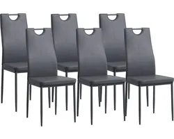 ALBATROS Eetkamerstoel Salerno Set van 6, Grijs - Stijlvol Italiaans Ontwerp, Kunstleer Bekleding, Comfortabele Gestoffeerde Stoel - Moderne Keukenstoel, Eetkamerstoel of Eettafelstoel