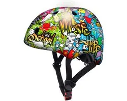 DeQube Fietshelm voor Kinderen - Skatehelm - Verstelbare Kinderhelm Maat 50-54 cm - Helm Graffiti