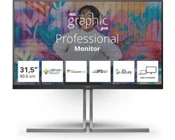Aoc-Monitor Voor Laptop Pc 31,5 Inch Graphic Pro U32U3Cv Hdmi Dp Usb