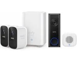 Eufy Cam 2C Draadloze Beveiligingsset + Eufy Video Doorbell C30 met Chime 2