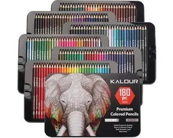 Crayons de couleur pour Adultes et Enfants - 180 pièces - Ensemble de dessin professionnel - Set' Art complet - Avec codes de couleur