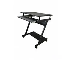 Hoppa! Computertafel Bureau Op Wielen - Verrijdbaar Computerbureau - Geschikt Voor PC / Apple Macbook iMac / Laptop Computer Bureau Meubel - Computermeubel Tafel - Zwart - 60x73x48