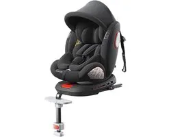 Reenborn Car seat, 360° rotatable, reclining car seat with adjustable headrest (black upgrade version)