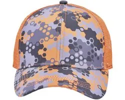 Herman casquette baseball camouflée pixel orange/gris avec mesh orange taille unique réglable