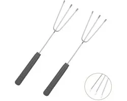 2-stuks Chocolade Dip Lepel - Snoep Dip Tool - Chocolade Tool - Kook Decoratie Lepel - Dessert Dip Tool - Driepuntig model - 20cm - Geschikt voor het dippen van chocolade, cake ballen, fruit, snoep, noten - Zilver, Grijs