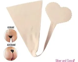 SilverAndCoco® - Plak String Naadloos / Seamless Onderbroek Dames / Zacht Brazilian Slipje / Naadloos Stretch Ondergoed Vrouw / Strings Dames Lingerie Broekje Slip - Nude / Beige Large L