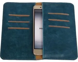 Blauw Pull-up Large Pu portemonnee wallet voor Huawei P9 Lite
