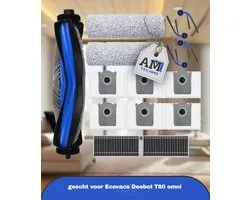 Accessoires Geschikt voor Ecovacs Deebot T80 omni, JKOISL 1*hoofdborstel 6*stofzakken 4*zijborstels 2*filters 2*mopdoekjes, reserveonderdelen robotstofzuiger accessoireset