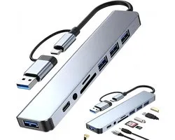 8-in-1 USB C Hub with 4 USB Ports, SD/TF Card Reader, 3.5mm Headphone Jack, USB C Data Port, Compatible with MacBook - ShopVlot