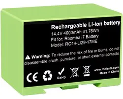 Batterij voor robotstofzuiger - 3500mAh - Compatibel met iRobot Roomba i7 i7+ i3 i3+ i4 i4+ - 14,4V - Groen