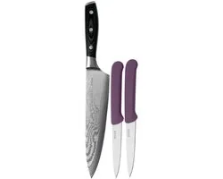 Eden Classic Damast Koksmes & Groentemesjes Set