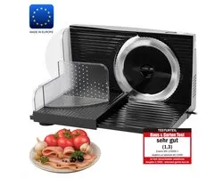 Emerio Multifunctionele Snijmachine - 100W, Dikte Verstelbaar 0-17mm - RVS Mes - Elektrische Snijmachine voor Brood, Kaas en Vlees - Broodsnijmachine Elektrisch - MS-125000.1 Allessnijder Zwart