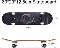 ERNAN Complete Skateboard for Beginners, 70 x 20 cm (70 x 20 cm) Double Kick Skateboard for Kids, Teens and Adults. with Skate T-Tool. (blue stars)