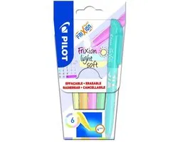 Pilot Frixion Light Soft - Markeerstiften – Doosje van 6 stuks - Pastelkleuren