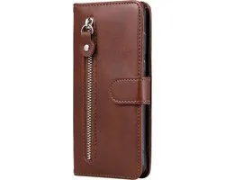 Mobigear Telefoonhoesje geschikt voor Xiaomi Mi Note 10 Lite Hoesje | Mobigear Zipper Bookcase Portemonnee | Pasjeshouder voor 3 Pasjes | Telefoonhoesje voor Pinpas / OV Kaart / Rijbewijs - Bruin