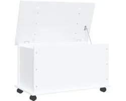 Coffre de rangement vidaXL - Caisses de rangement - Armoire de rangement - Armoire de bureau - Coffre de rangement à roulettes ALTA 73 x 39,5 x 43 cm Pin massif blanc