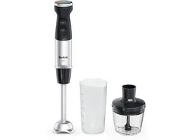 Tefal Quickchef+ HB6728 - Staafmixer - Inclusief Mengbeker en Hakmolen - 20 Snelheden en Turbostand - 1000W - Zwart/RVS