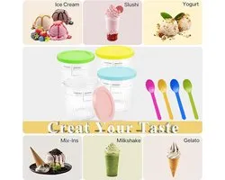 Set de 4 Récipients Deluxe 680ml avec Couvercles pour Ninja Creami - Compatible avec les Séries NC500 & NC501 - Accessoires Idéaux pour Machine à Glace Ninja - Parfaits pour Glace, Sorbet et Yaourt