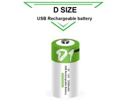 Batteries D rechargeables par USB - 12000mWh, 8000mAh - Lithium - 2 pièces par paquet - marque: Vigor-e