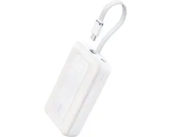 Batterie externe Anker Zolo (20 000 mAh - 30 W - Câble USB-C intégré) - 1 port USB-C et 1 port USB-A - Wit - Design compact et portable