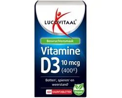 Lucovitaal Vitamine D3 10 mcg (400IE) Vegan Kauwtablet
