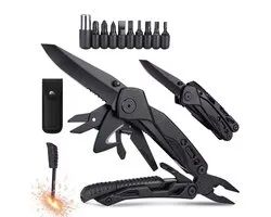 Senzo Multitool Zakmes - Survival - Multifunctioneel Zakmes - 14-in-1 - Schroevendraaier - Vuurstarter