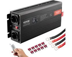 Onduleur sinusoïdal pur VEVOR 3000 W, 12 V DC , 230 V CA , avec 2 Prises électriques, 2 ports de charge USB, 1 port Type-C et 4 fusibles de rechange, Câbles 100 % cuivre Puur , boîtier en alliage d'aluminium, alimentation simultanée de 5 appareils.