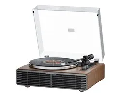 DIMICO - Bluetooth platenspeler met speakers - Vinyl player LP platen - Draaitafel - AUX-in - RCA-line out - Retro houtlook - Stofkap -