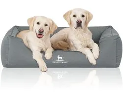 Knuffelwuff orthopedisch waterafstotend hondenbed Leon van velours met handgeweven karakter XXL 120 x 85cm petroleumkleurig