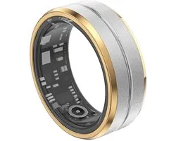 Smart Health Ring met APP, Fitness Tracker voor slaapmonitoring en stappentelling, IP68 waterdichte slimme ring in zilver en goud, verstelbare maat (Maat 9,19 mm)
