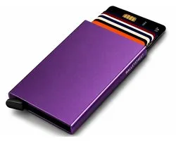 Walletstreet Uitschuifbare Pasjeshouder - Walletstreet Aluminium Creditcardhouder Card Protector Anti-Skim/ RFID Card Protector 8 Pasjes – Paars/purple