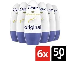 Dove Anti-Transpirant Deodorant Roller - Original - met 1/4 hydraterende crème van 100% natuurlijke oliën - 6 x 50 ml